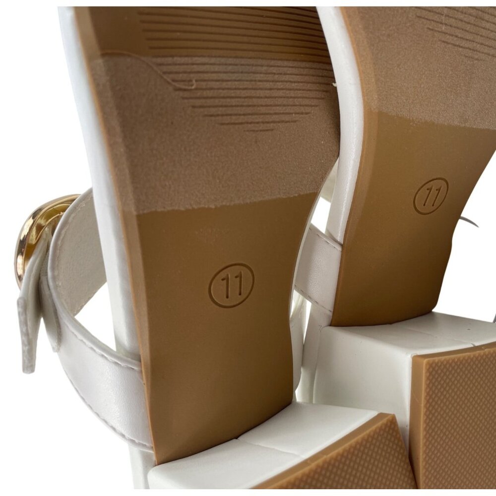 Ophelia Roe Ingrid White Sandal Gold Accents Womens Size 11 Medium - Picture 8 of 12